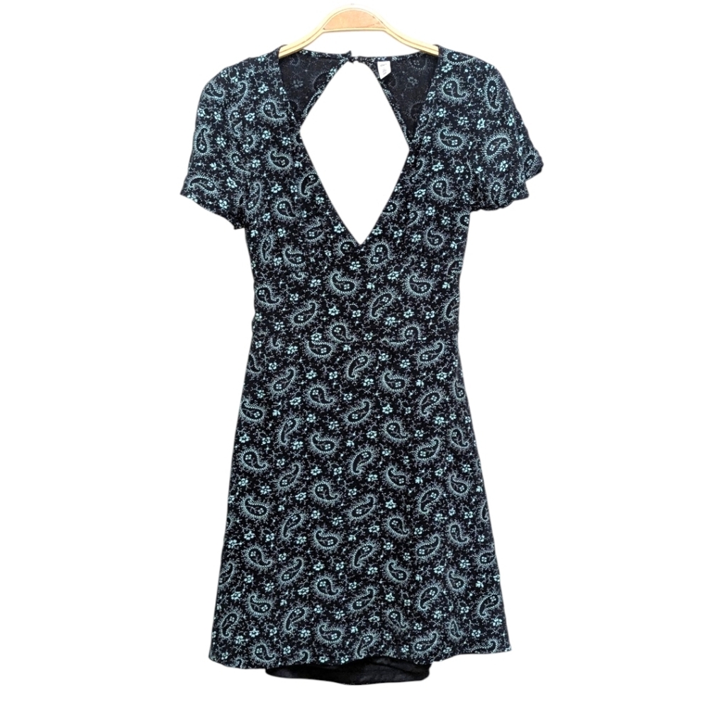 BP Deep V Neck Low Back Paisley Patterned Mini Dress Festival  Small - Picture 3 of 7